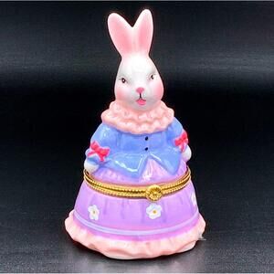 Mrs Rabbit Trinket Box, Purple Easter Decor, Beatrix Potter Style Gift